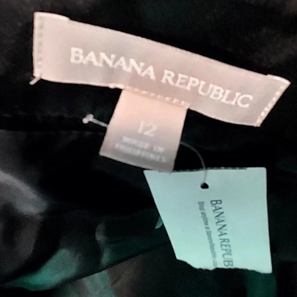 Banana Republic Black Leopard Pencil Mini Skirt Size 12 Red Zipper Lined NWT - Picture 6 of 11